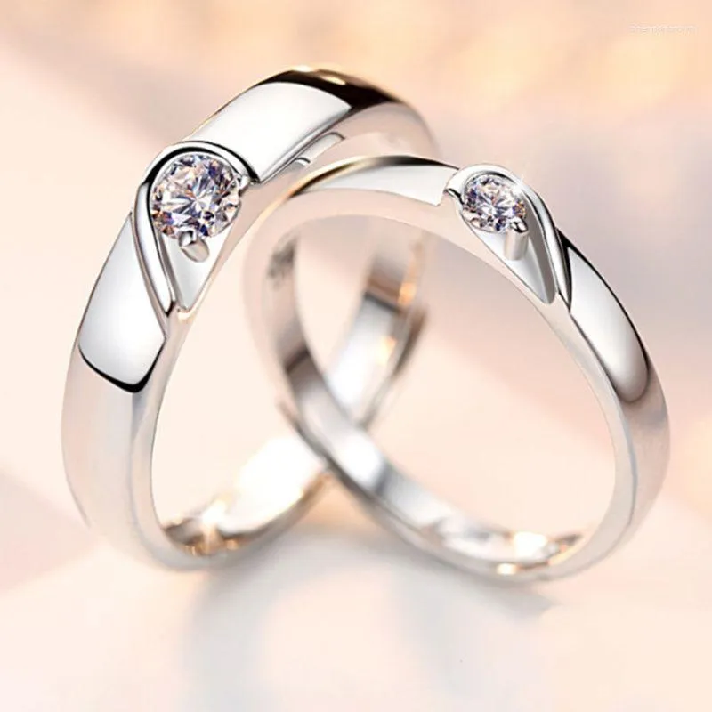 Klusterringar enkel hjärtform matchande älskare ring vänskap justerbar par smycken dekor lova bröllop band uppsättningar