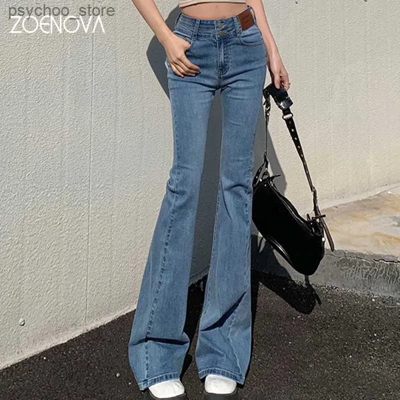 Jeans Femme Zoenova Y2K 2023 Belle Bell Bottoms Xshape Femmes Pleine Longueur Jeans Pantalon Large Printemps Style Vintage Flare Longueur Pantalon Q230901