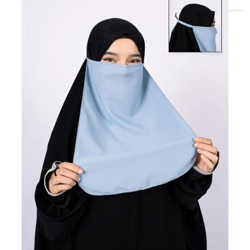 エスニック服1層niqab chiffon burqa bonnet black veil modest wear hijabラマダンイスラム顔カバー