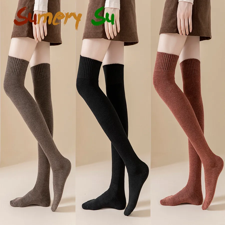 Sexy Sokken 3 PairsLot Dikke Kousen Sok Winter Warm Over Knie Hoge Hold Up Katoen Slanke Dames Meisjes Halloween Gift 6 Kleuren 230901