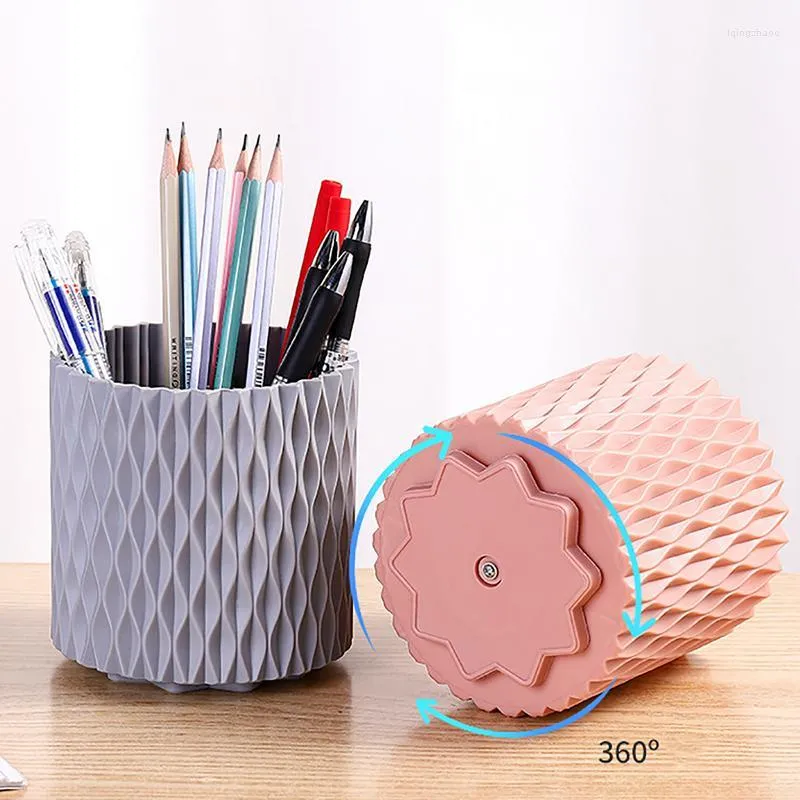 Lagringsflaskor 360 Makeup Brush Holder Pencil för kontorsmaterial Swivel Pen Organizer Desk 360-graders roterande multifunktionell