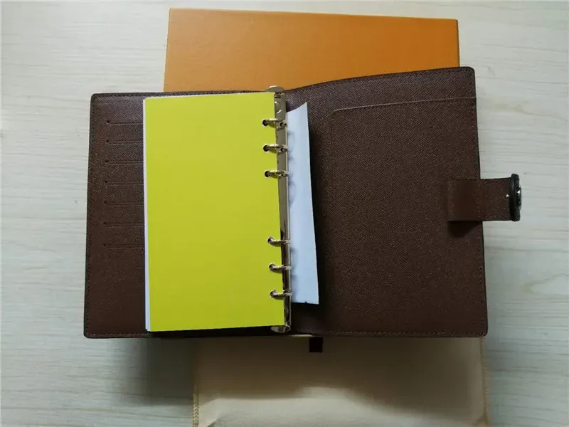 Famous Brand Agenda Note BOOK Cover Leather Diary Leather with dustbag and box card Note books Hot Sale Style silver ring L243