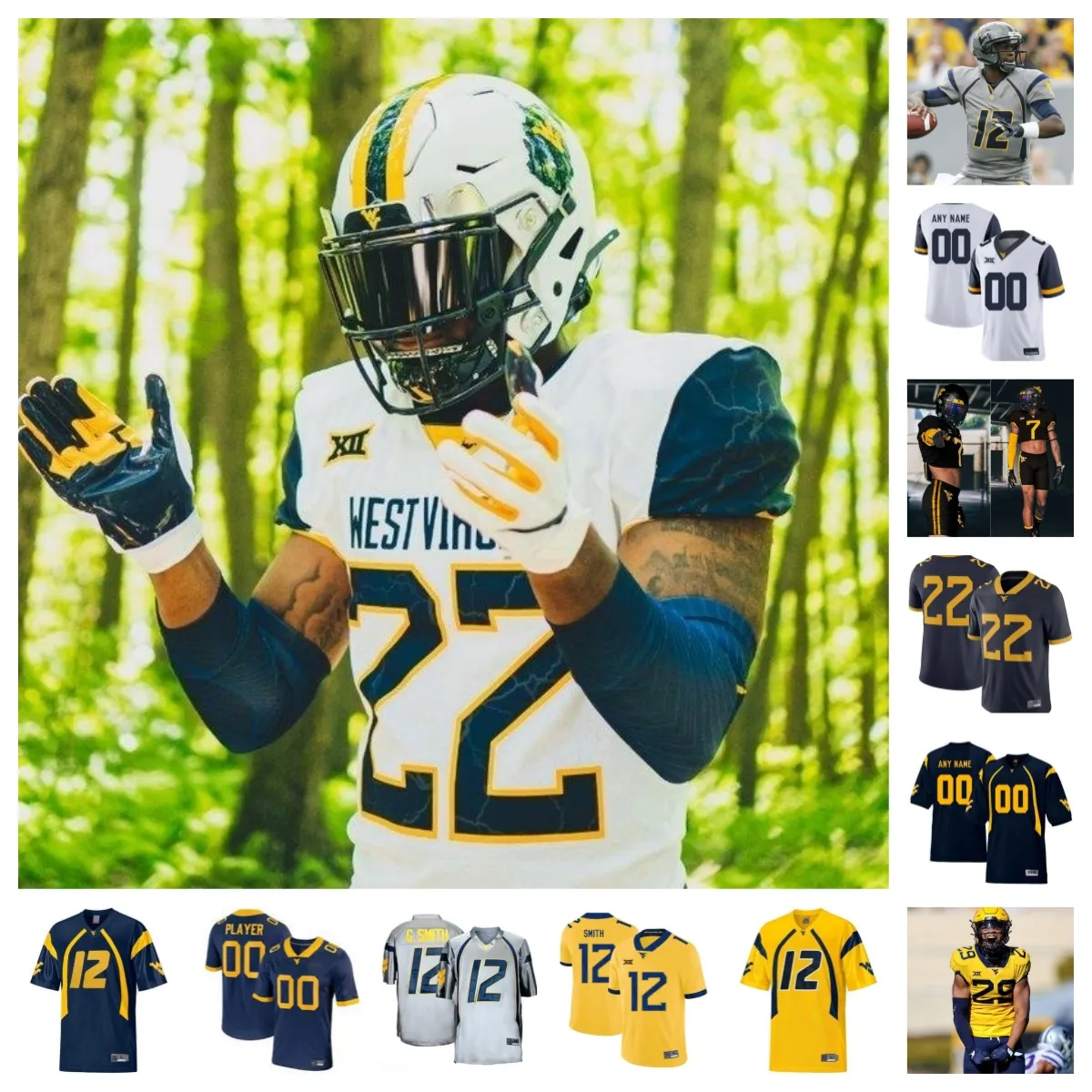 West Virginia Mountaineers Football Jersey Custom Name Patch