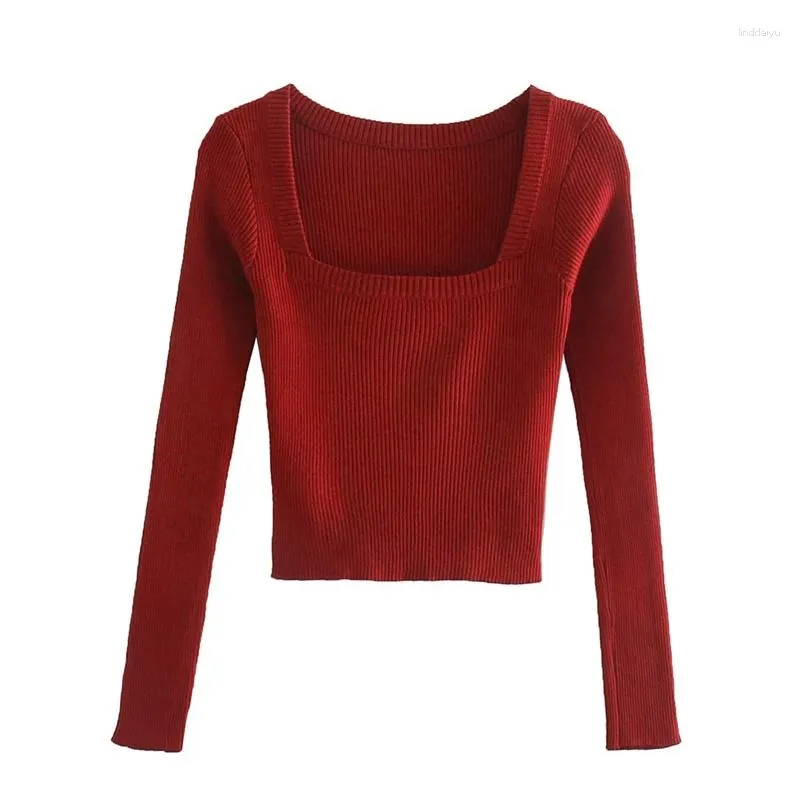Swetry kobiet 2023 Kobiety z długim rękawem kwadratowy szyję ciepły samiczek sweet