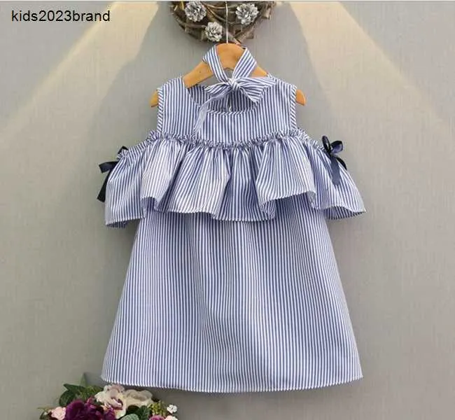 Designer Girl Dress Summer Baby Sleveled Surek Sute Strideed Sukienka z opaską na głowę 2PCS Dziecko Ubrania dla dzieci