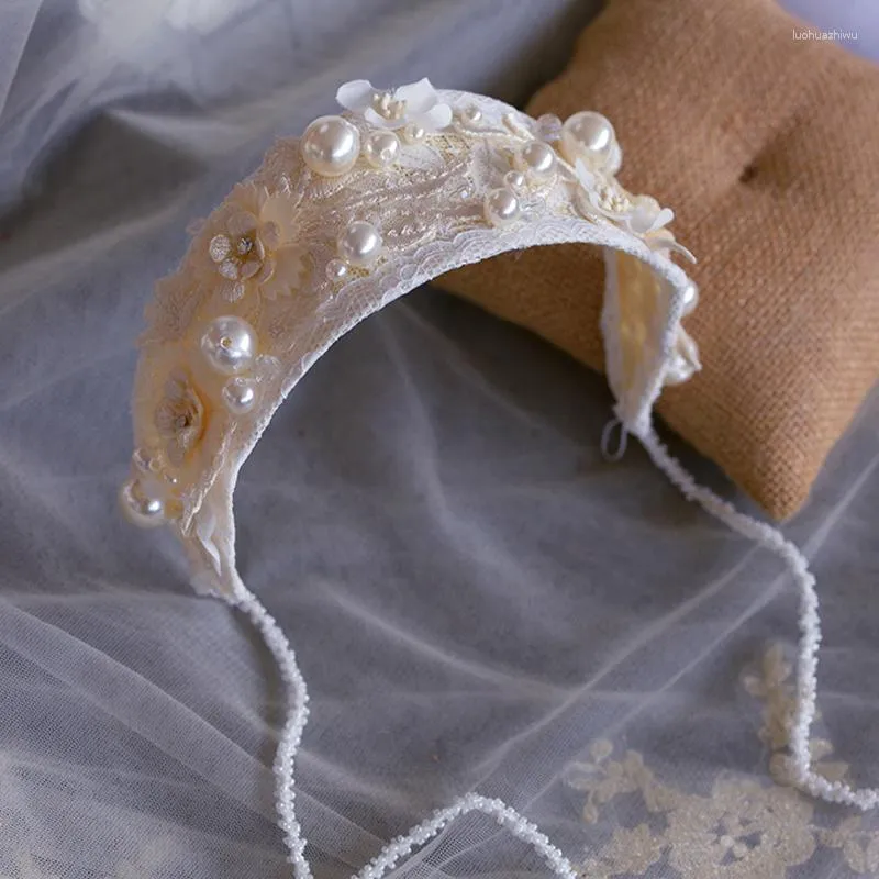 Klipsy do włosów ręcznie robione koronkowe retro europejskie opaski na włosy kryształowe pałąki na głowę akcesorium normy ślubne vintage tiara