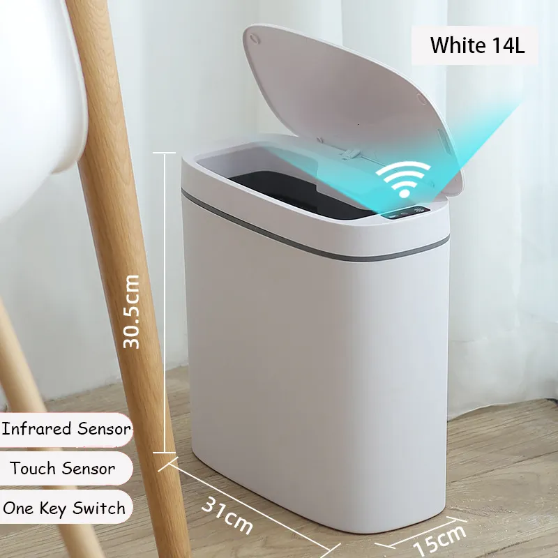 Papelera automática de 16L sin contacto con sensor de movimiento, papelera  de cocina de baño con tapa recargable