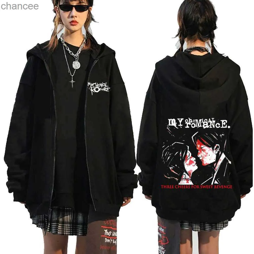 رجال رجال رجال Sweatshirts Rock Band My Chemical Romance MCR Dead Zipper Hoodie Black Parade Punk emo up sweatshirt men fashion hip hop hoodies lst230902