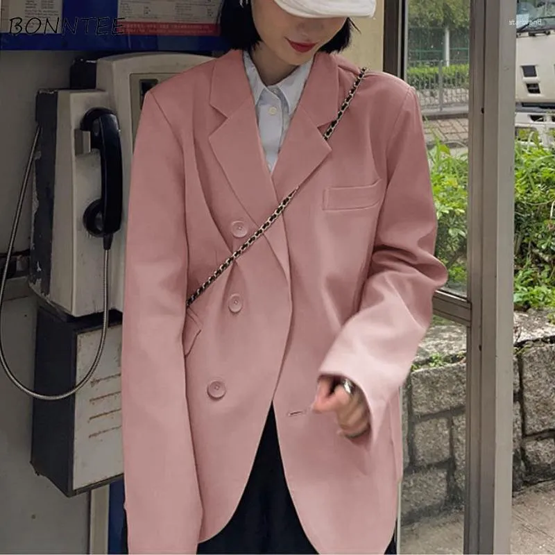 Damskie garnitury Blazers Kobiety eleganckie biuro dama wygodna solidna koreańska moda w stylu koreański