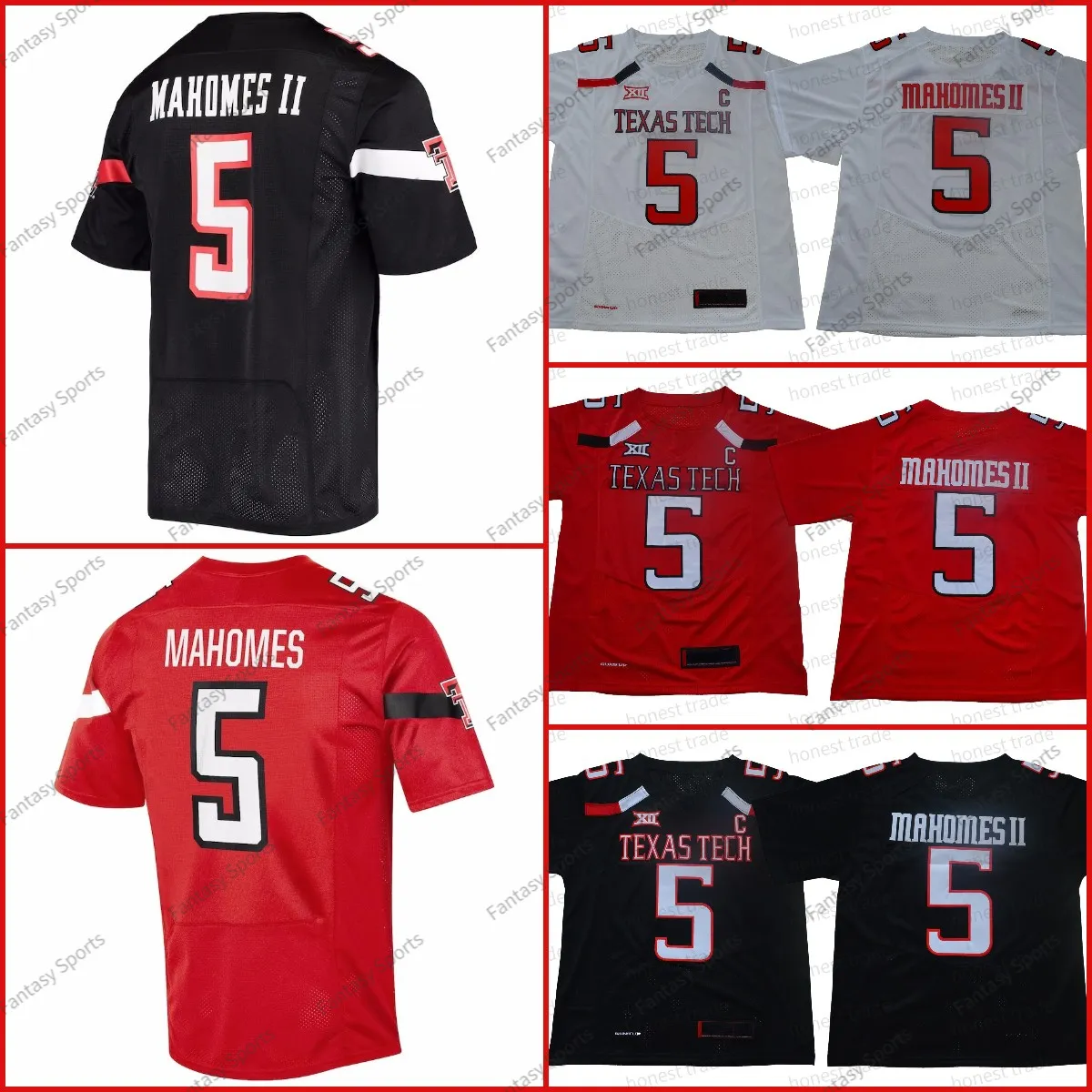 Mahomes College Football Jersey Patrick Mahomes II Jeresey Texas Tech Football Jerseys Red White Men Size S-3XL All Stitched
