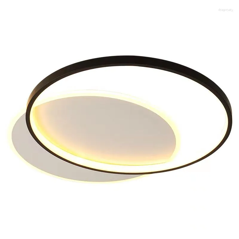 Plafonniers Simplicité moderne LED Cercle Lumière Lampe Noir Panneau Éclairage Décoration Pour Salon Chambre Étude Luminaires À La Maison