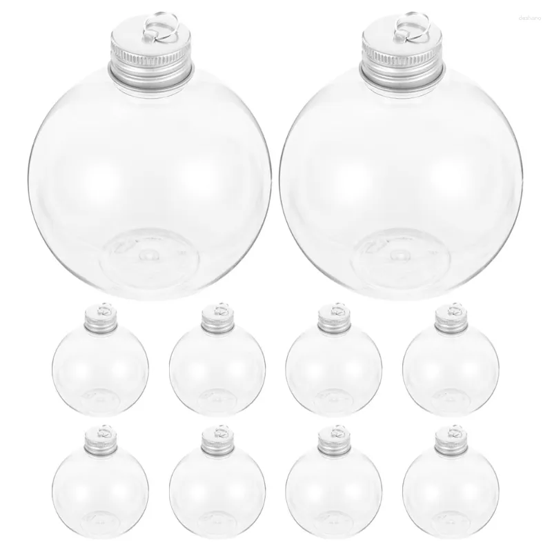 Vases 10 pcs Bouteille sphérique de Noël Bouteilles d'eau Vide Conteneur de boisson en plastique Couvercles de café au lait Les cercles de bonbons pour animaux de compagnie