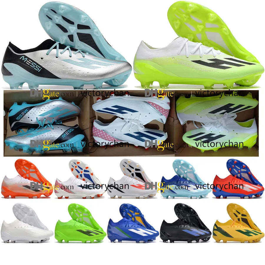 حقيبة هدايا جودة كرة القدم أحذية X CrazyFast.1 FG Messis Football Cleats Mens Firm Ground Soft Leather Leather Sofcer Shoes Sofcer Trainers Botas de Futbol Size US 6.5-11