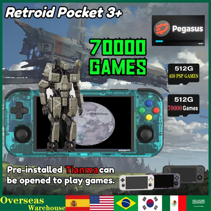 Portable Game Players 512G Retroid Pocket 3RP3 Plus Handheld Retro Game Console Android11 4.7Inch 4g128GB 4500mAh T618 Player Built-in70000Game 230901