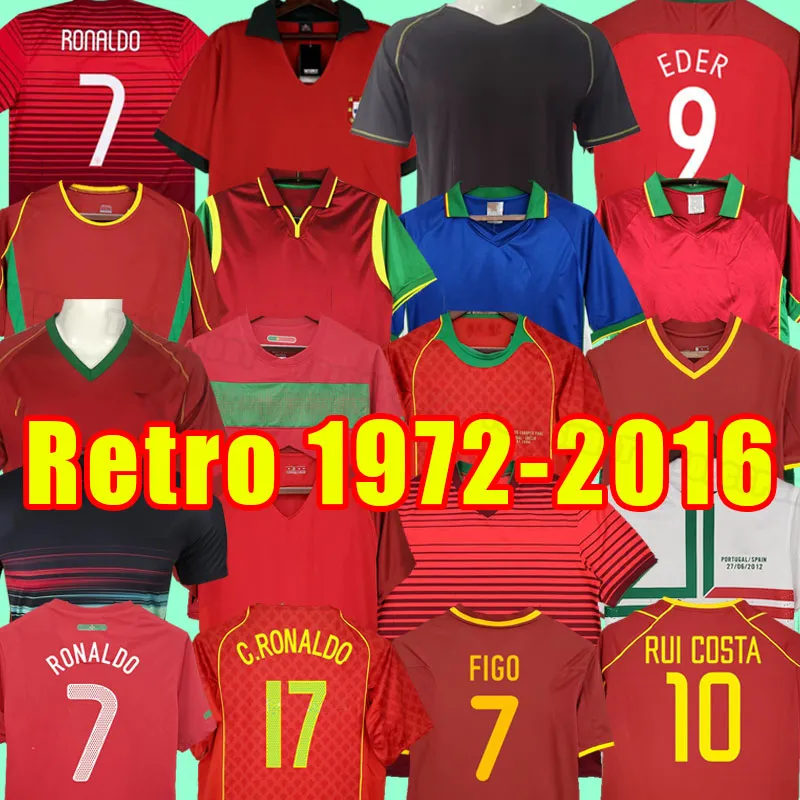 البرتغال الرجعية كرة القدم قمصان Rui Costa Figo Ronaldo Nani Carvalho Football قمصان برتغال كلاسيكية الزي الرسمي 00 02 15 16 97 98 1999 2002 2004 2006 2012 2014 04 06