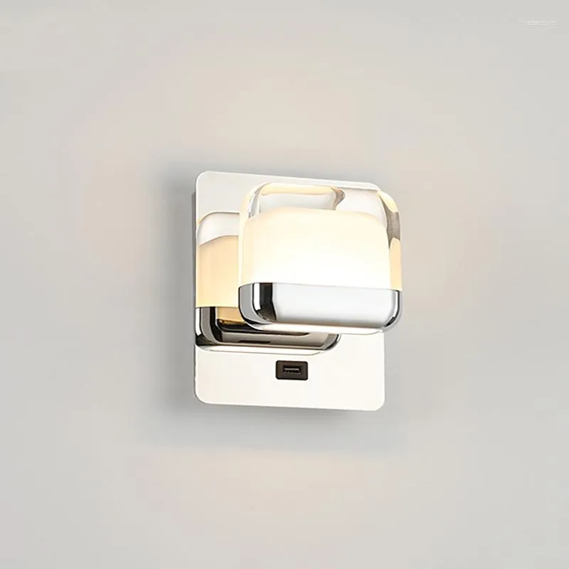 Wall Lamp Led Bedroom Bedside With Switch Usb Port Living Room Up And Down Luminous