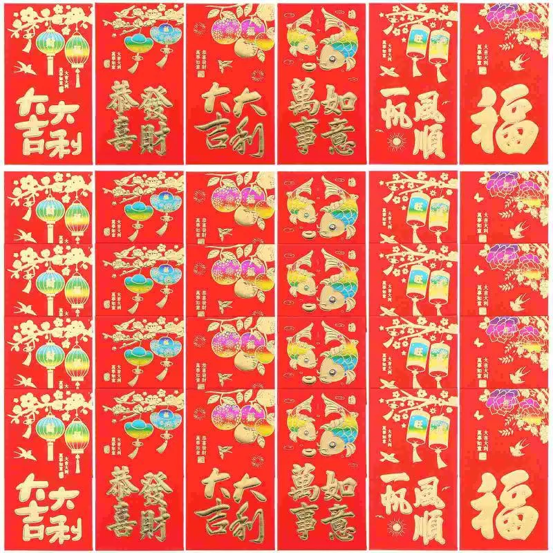Confezione regalo da 30 pezzi Portafoglio rosso Busta delicata per soldi in stile cinese Borsa per personalità Carta tradizionale Hong Bao