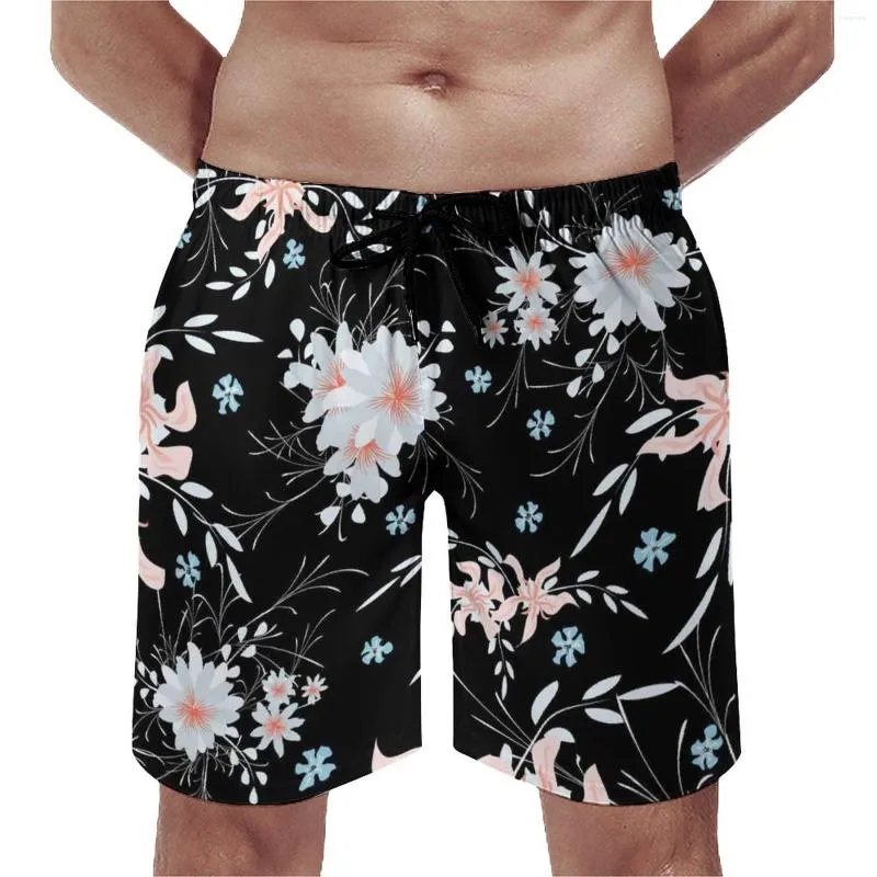 Men's Shorts Floral Print Board Flowers Design Art Hawaii Short Pants Males Pattern Sportswear Fast Dry Beach Trunks Gift Idea