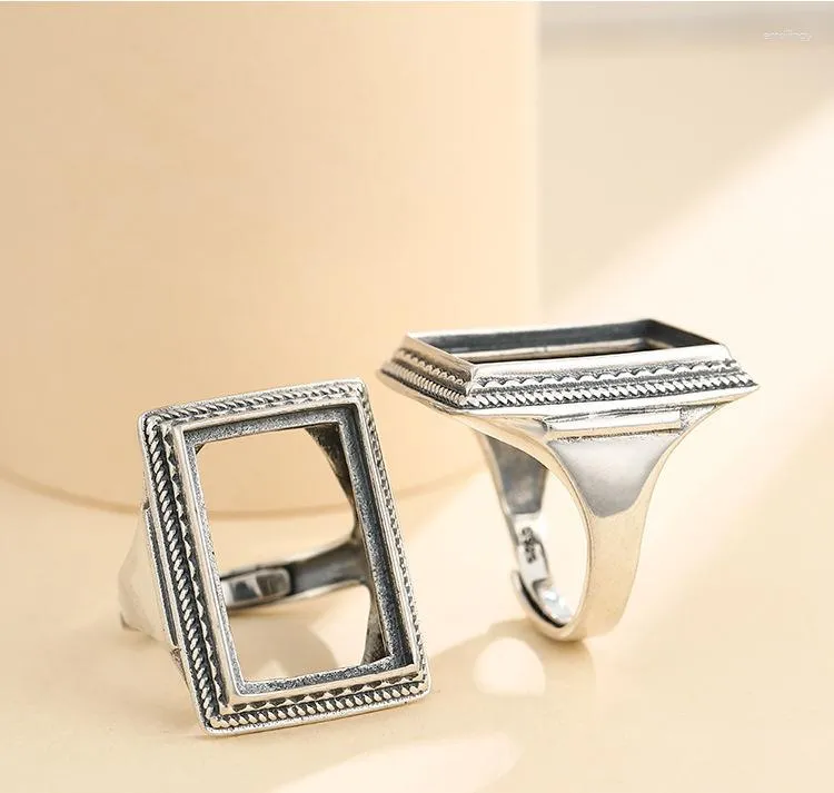 Anéis de cluster 14 21mm 925 prata esterlina semi montagem bases em branco base em branco almofada anel configuração jóias descobertas (sem pedra) a5418