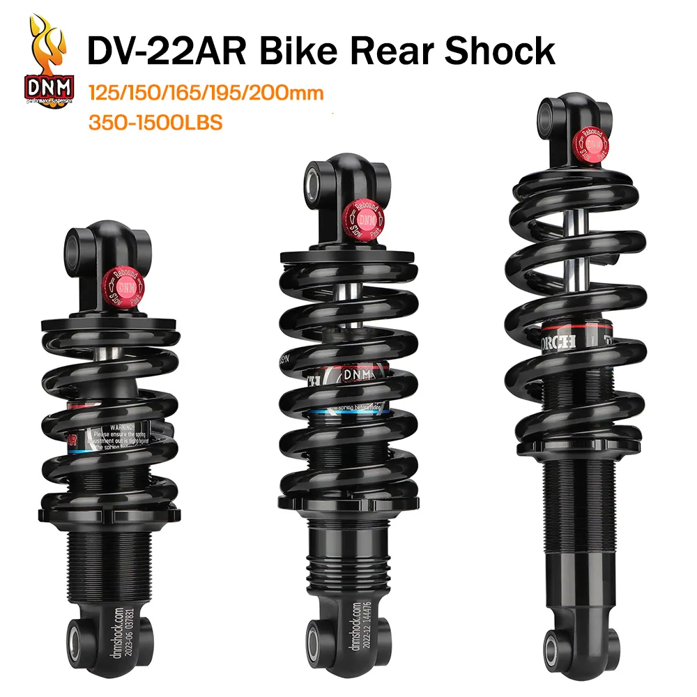 DNM DV-22AR Cykel bakre stötdämpare MTB Mountain Folding Bike Spring Suspension spjäll 125/150/165/190/200mm