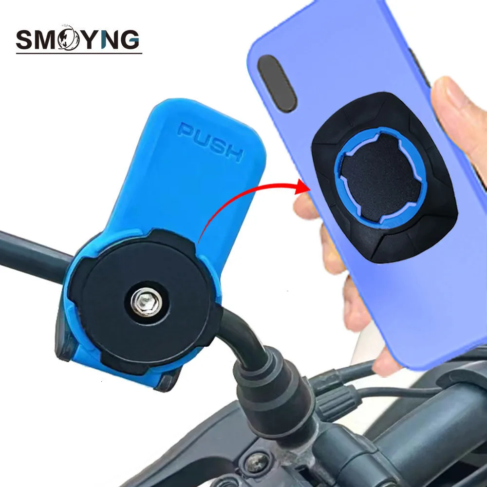 Cell Phone Mounts Holders SMOYNG Motorcycle Bike Phone Holder Rearview Mirror Mount Support Shock-resistant Bicycle Scooter Bike Security Quick Lock Stand 230901