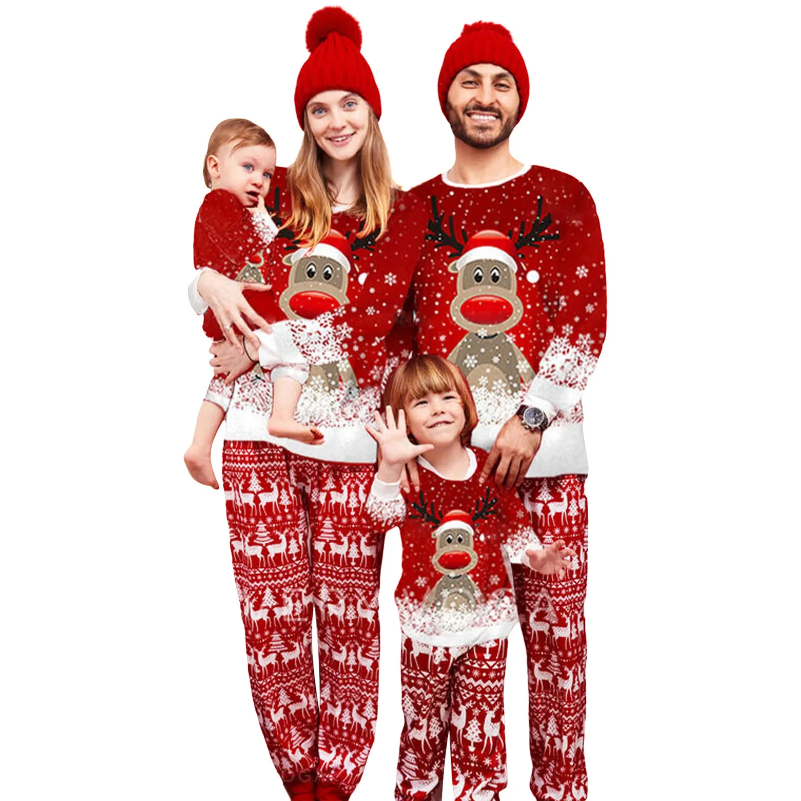 Abiti coordinati per la famiglia Pigiama natalizio per famiglia abbinato Completo a maniche lunghe con stampa di cervi e fiocchi di neve Set di pantaloni pullover per bambini adulti 230901