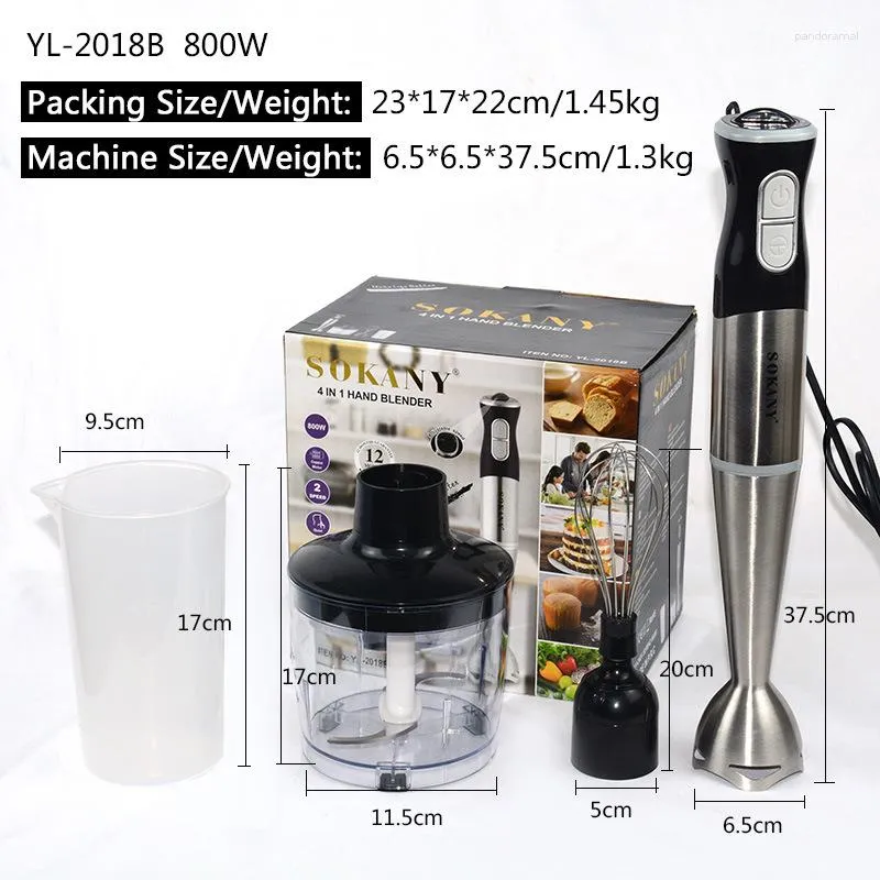 Blender Electric Stick Hand 4 In 1 Handheld Mixer 800W 220V Stainless Steel Blade Vegetable Meat Immersion Egg Whisk Juicer