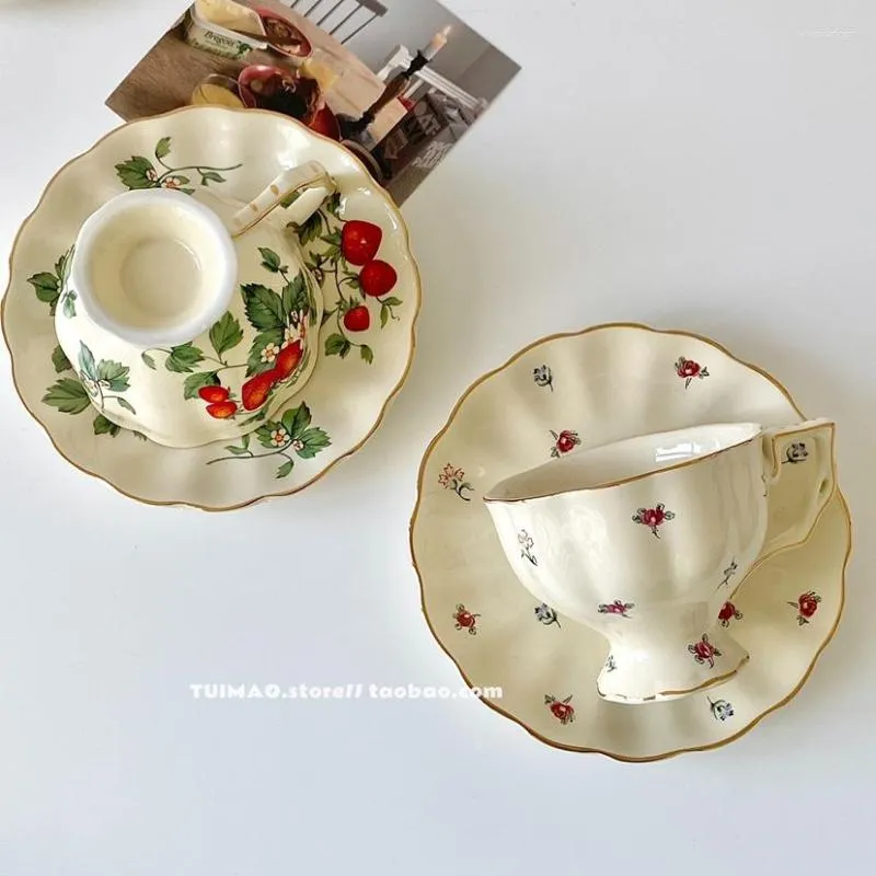 Retro Simple Line Trims Ceramic Afternoon Tea Coffee Latte Cups