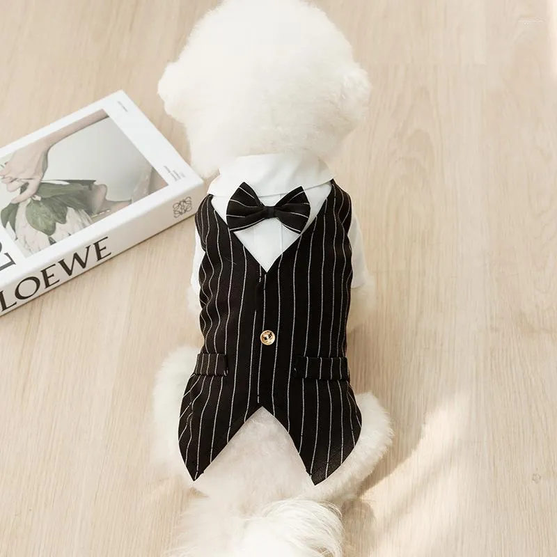 犬のアパレルペットの服紳士弓タイスーツ犬用犬用衣類猫小さな夏のブラックファッションボーイチワワ製品2023