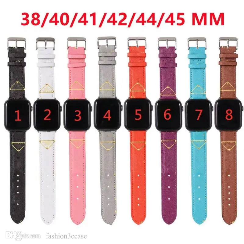 Fashion Designer bandjes horlogebanden voor Apple horlogeband 41mm 42mm 40mm 44mm iwatch 7 6 bands PU lederen band armband brief gedrukt horlogeband PA5061