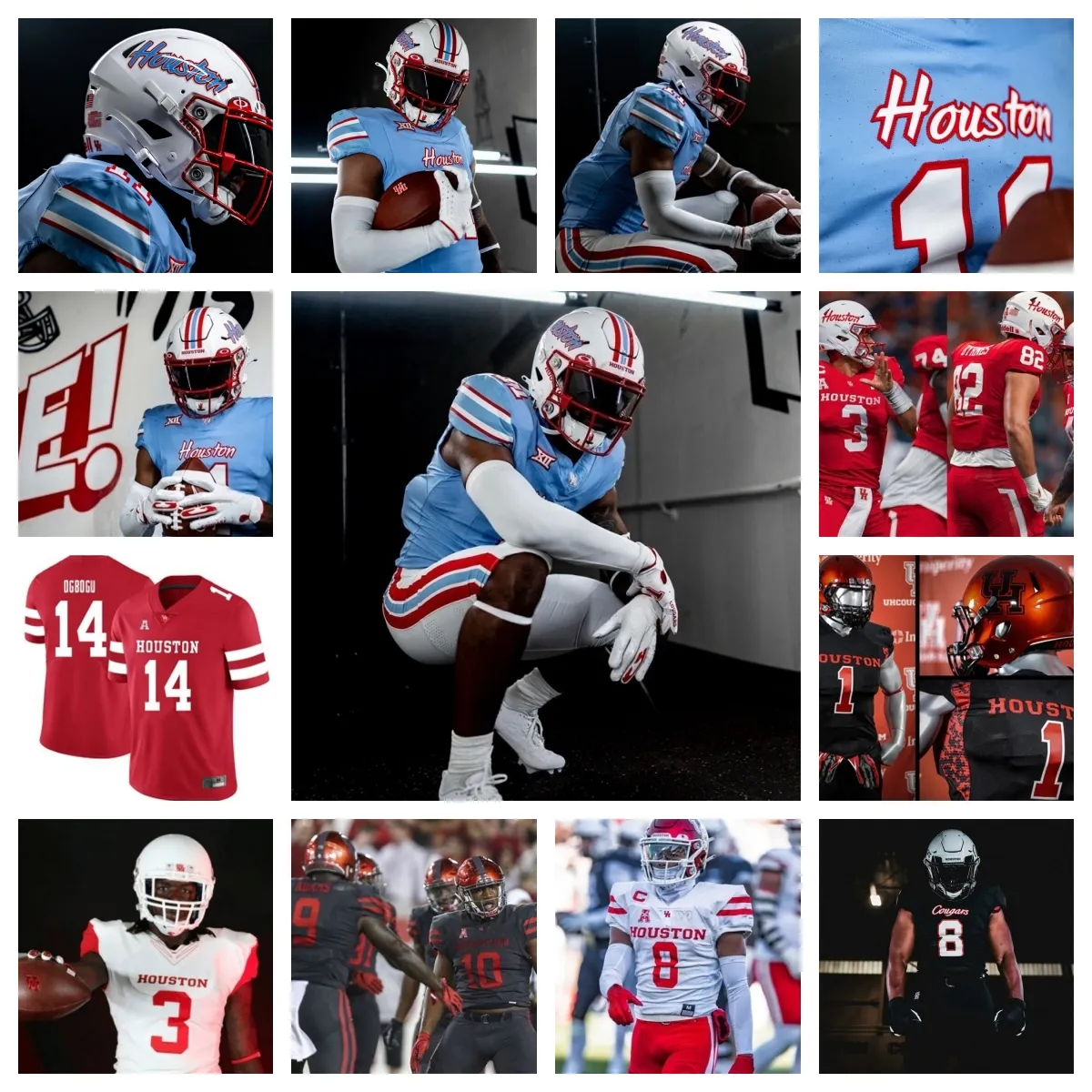 Houston Cougars voetbalshirt 18 Joshua Cobbs 24 Haulcy 76 Patrick Paul 13 Indiana Wijay 27 Mike Welch 70 Max Banes 58 Shamar