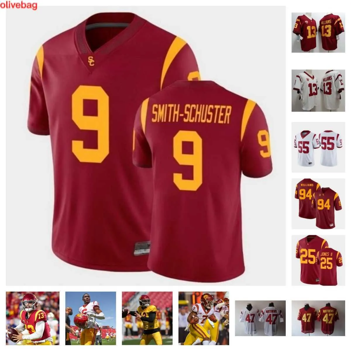 2023 USC Trojans Football Jersey 34 Braylan Shelby 58 Solomon Tuliaupupu 23 Tre'quon Fegans 57 Justin Dedich 25 Tackett Curtis 6 Jones