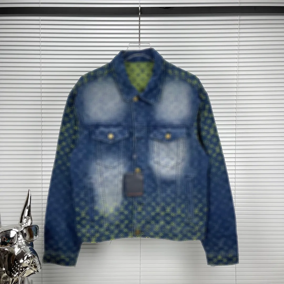 Mężczyźni designerska płaszcz płaszcza kwiatowy dżinsowy panele pary bawełny bawełniany woda woda szyja szyja niebieska xs-xl