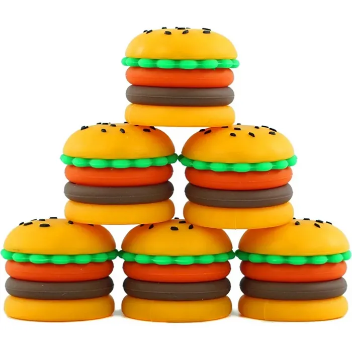 Nonstick Jar Wax container hamburger shaped silicone box 9ml silicon containers food grade jars dab tool Liquid Cream Storage