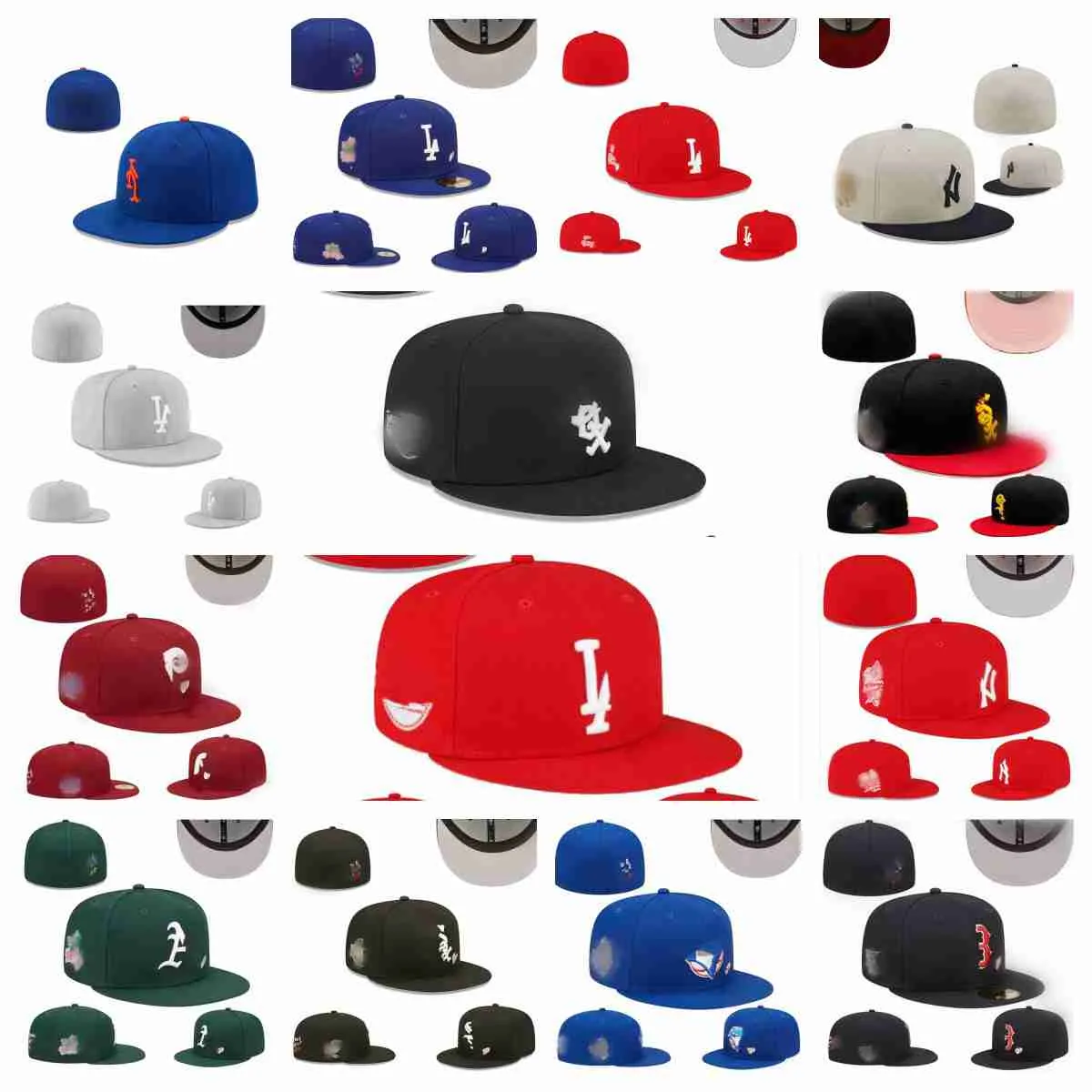 Nouveau Stock Prêt Mexique Mens Baseball Ajusté Chapeaux Classique Noir Couleur Hip Hop Chicago Sport Plein Fermé Design Casquettes Chapeau 05 Point Coeur Amour Hustle Fleurs taille 7-8