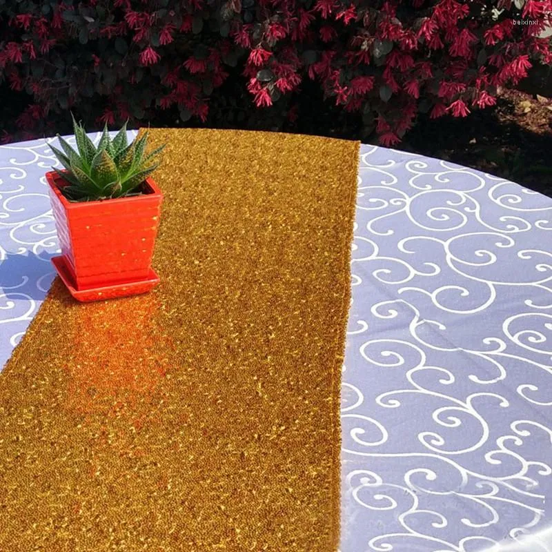 Table Runner 10pcs Gold Gold Silver Bling الترتر المتسابقين بريق زفاف سباركلي لزينة الحفلات الحزب