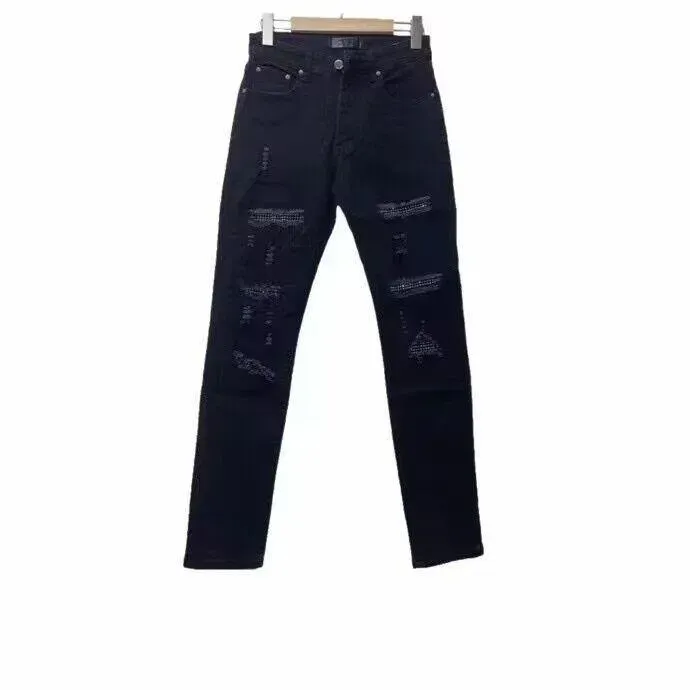 2023 Casual Streetwear Slim Fit oroliga jeans män maskulina brev jeans byxor trendiga dansklubb läder thrasher turnéer mode bo uzw