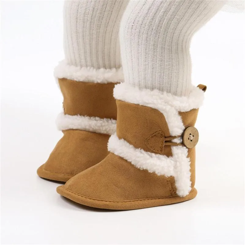Boots Autumn Baby Girls Winter Flat Soft Moft Anti-halp Sole Booties Warm Shoes Crib Shoe Spädbarn First Walkers Born