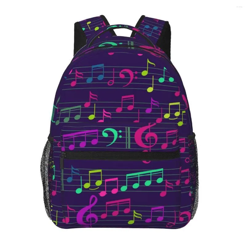 Mochila Abstrata Notas Musicais e Clef Mulheres Homens Grande Capacidade Saco de Viagem Ao Ar Livre Casual