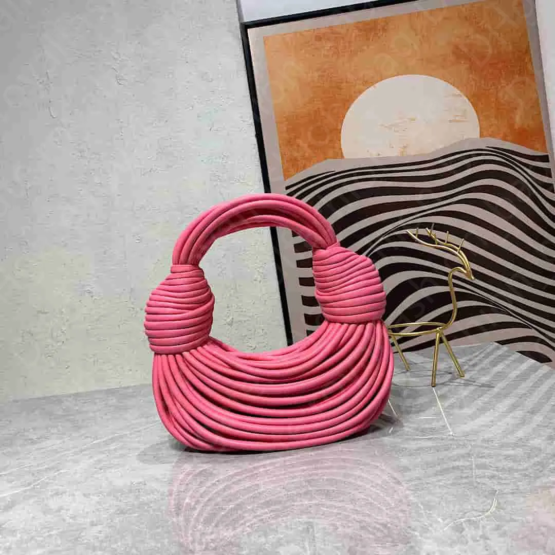 Fashion Abstract Bag Stripe Woven Double Knot Women Handbag High Capacity Designer Bag