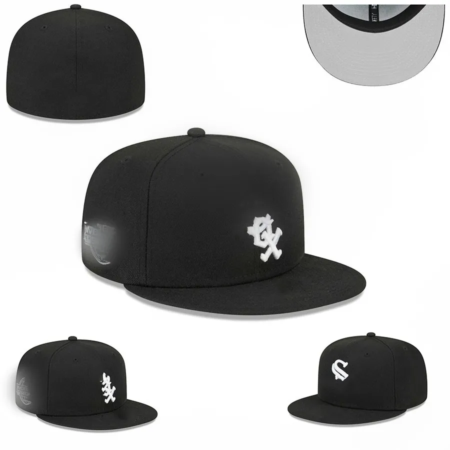 القبعة المصممة القبعات البيسبول المجهزة الكلاسيكية اللون الأسود الهيب هوب شيكاغو الرياضة كاملة التصميم المغلقة قبعات Capeau Stitch Heart Hustle Flowers 3PKV