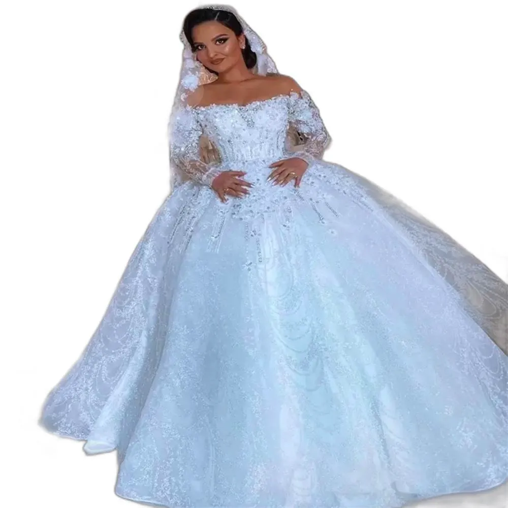 Économisez gros sur les achats en gros de Enfilage De Robe De Mariée En  Décolleté Illusion Wedding Dresses White Bridal Gowns A Line O Neck Long