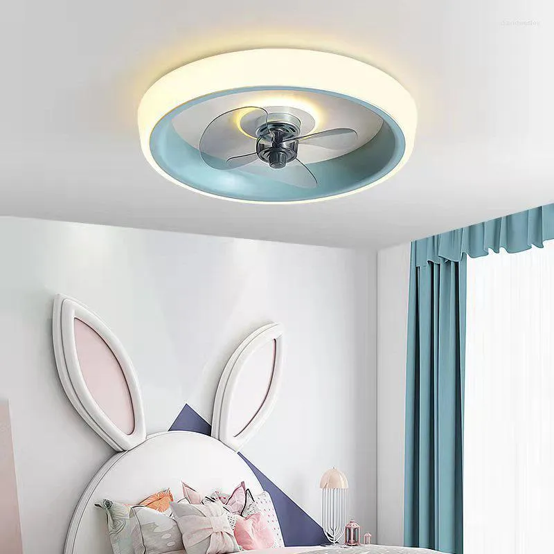 Ventilatori da soffitto con luci e telecomando intelligente APP, pale invisibili, lampada silenziosa per la camera dei bambini