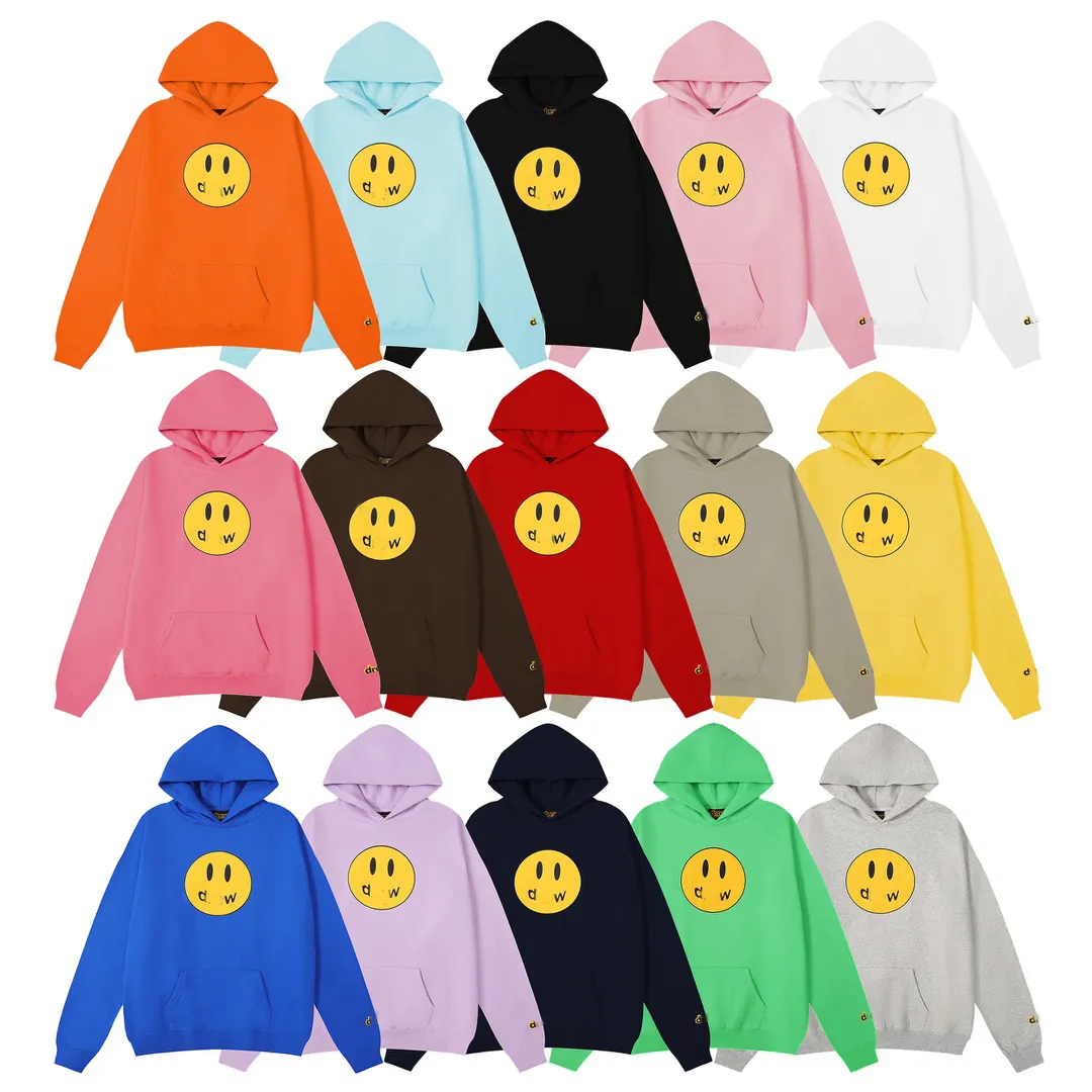 Designer Hoodie High Street Pullover Embroidered Letter Hooded Winter Plush Smiling Face Fashion Couple Hooded Loose Sweater Casual Premium Temperament Top