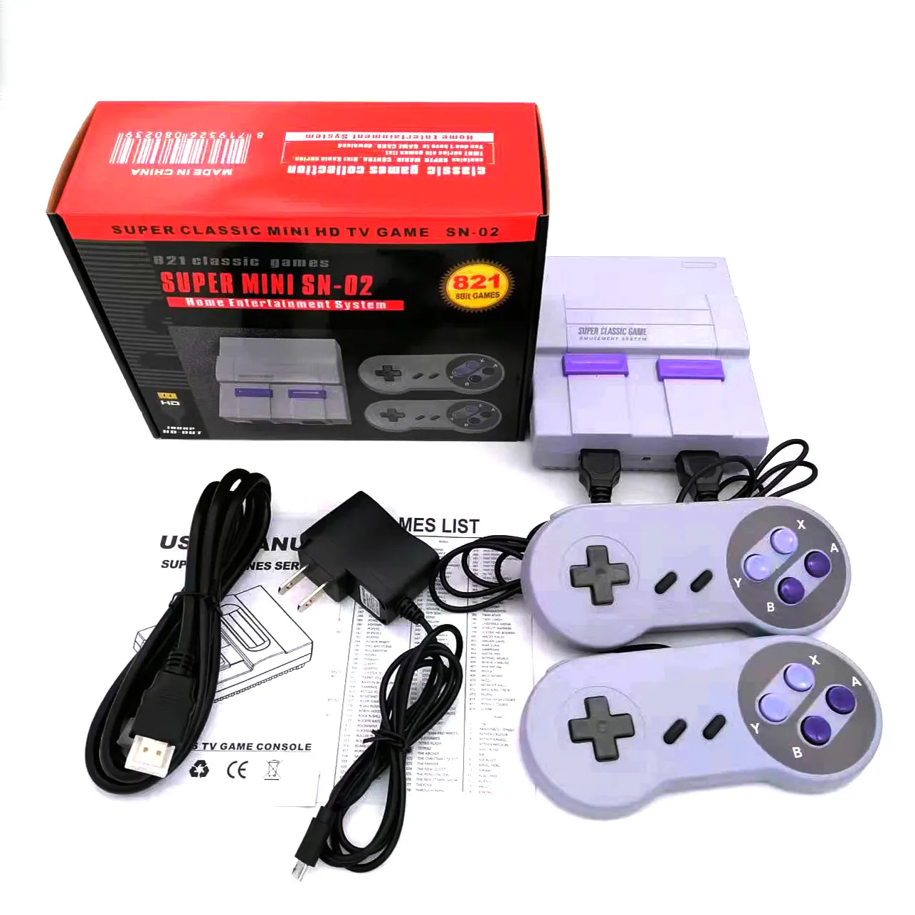 Console di gioco ad alta definizione 821 SUPER MINI SNES Console di gioco a 8 bit mini console rossa e bianca con 821 modelli integrati