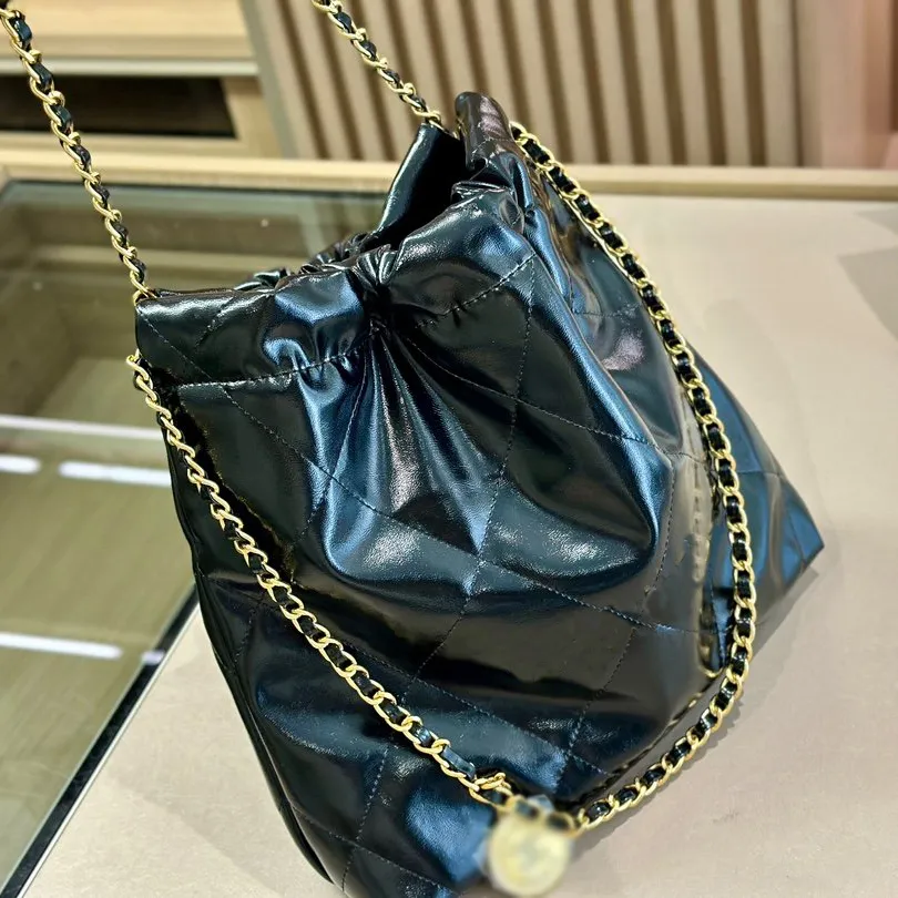 Women's Classic Super Large Shopping Bag Luxury Designer Calfskin Genuine Leather Gold Metal Hardware Chain Wallet Strap Crossbody Bag Change Bag 30CM