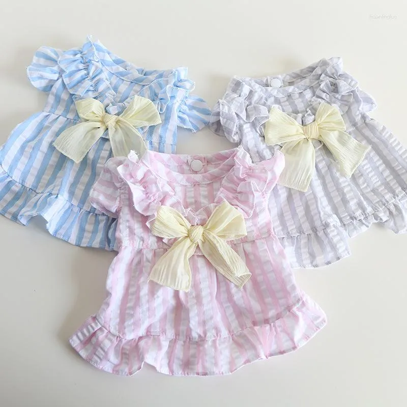 Dog Apparel Striped Bow Sweet Planet Suspender Skirt Pet Clothes Dress Shirt Cat Puppy Floral Clothing For Dogs Teddy