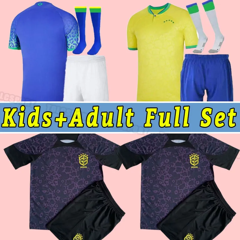 2022 Fußballtrikot Camiseta de Futbol Weltmeisterschaft 2023 PAQUETA NERES COUTINHO Brasilien Fußballtrikot FIRMINO JESUS MARCELO PELE Brasilien 22 23 Komplette Kits Männer Kinder Erwachsene