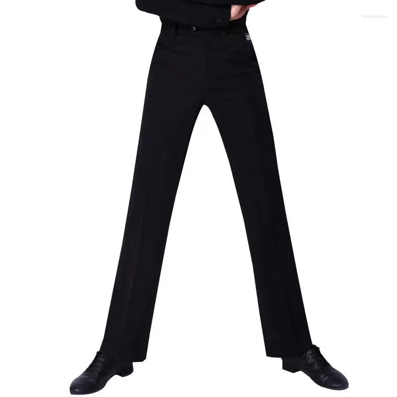 Stadiumkleding Latin Mannen Satijnen Taille Broek Volwassen Moderne Ballroom Danskleding Kostuums Dansbroeken Voor Prestaties Pocket Dans