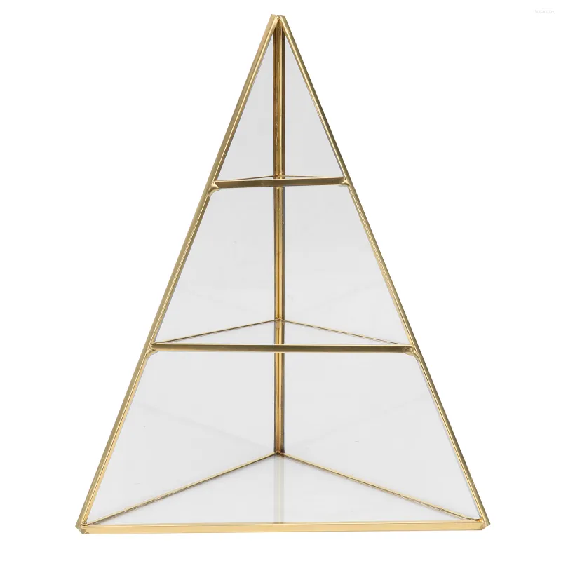 Bolsas de jóias Triângulo Mostrar Rack de armazenamento Triplo-camada Brinco Placa Decoração de mesa Prateleira de latão